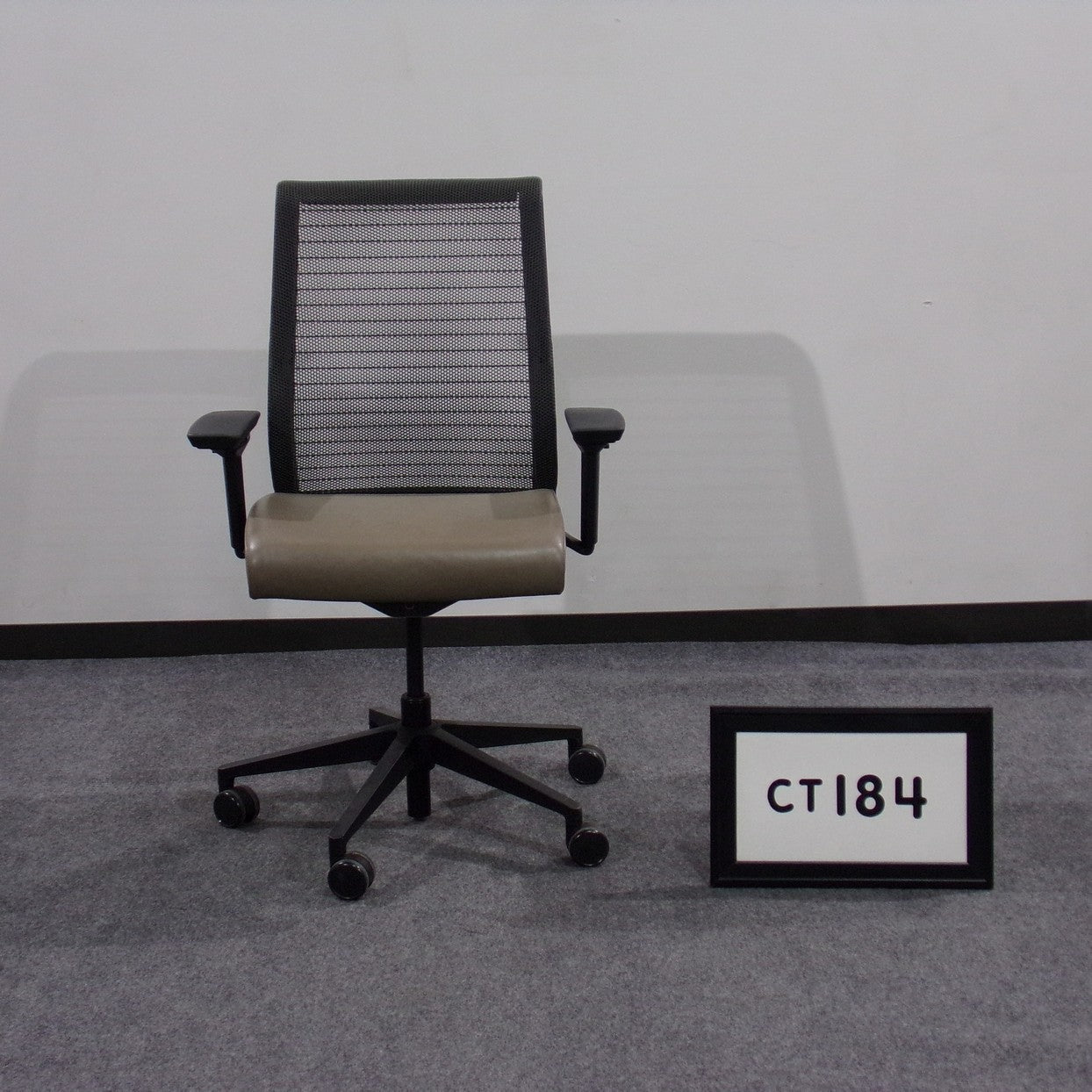 Steelcase Think chair fully adjustable mesh back with tan leather seat