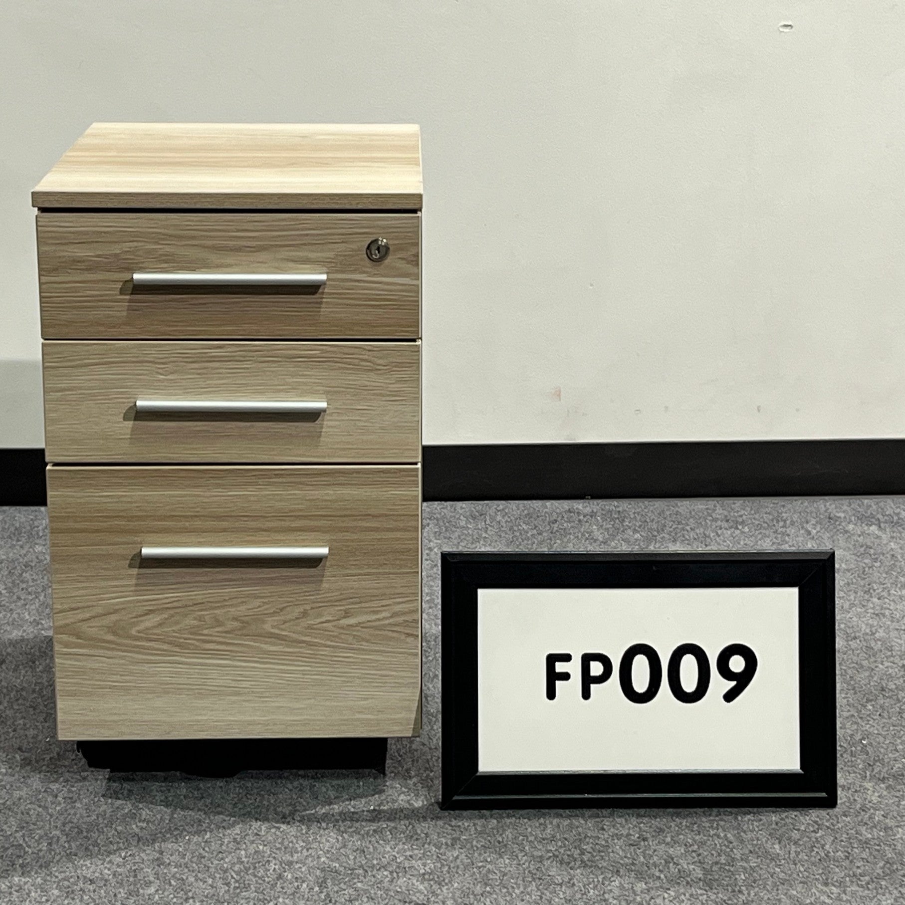 NBF (New) Mobile Ped Miele Laminate w/ BBF and brushed aluminum handles 16" x 27" x 21"