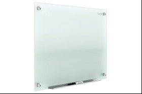 8' x 4' Frosted Glassboard Quartet non magnetic glass board with silver standoffs, no marker tray