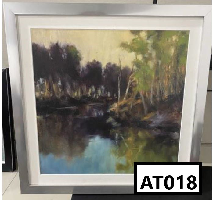 Art-Country Side Water View, Silver Metal Frame, 23"x 23"