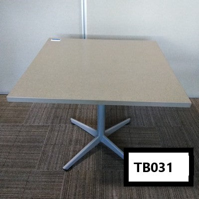 Gray Breakroom Table.36" x 36".Laminate Top.X-Base