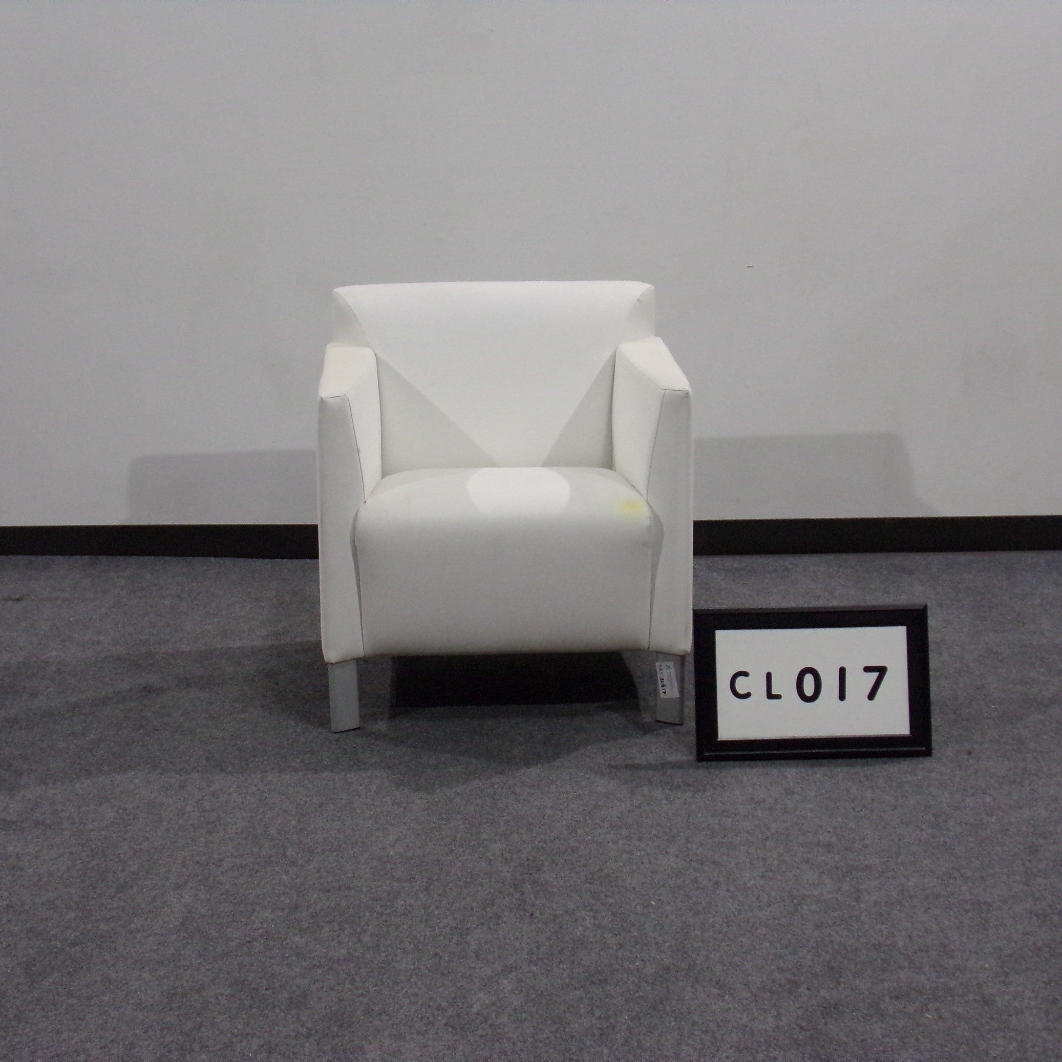 Club Chair White Leather with chrome legs (Damage)
