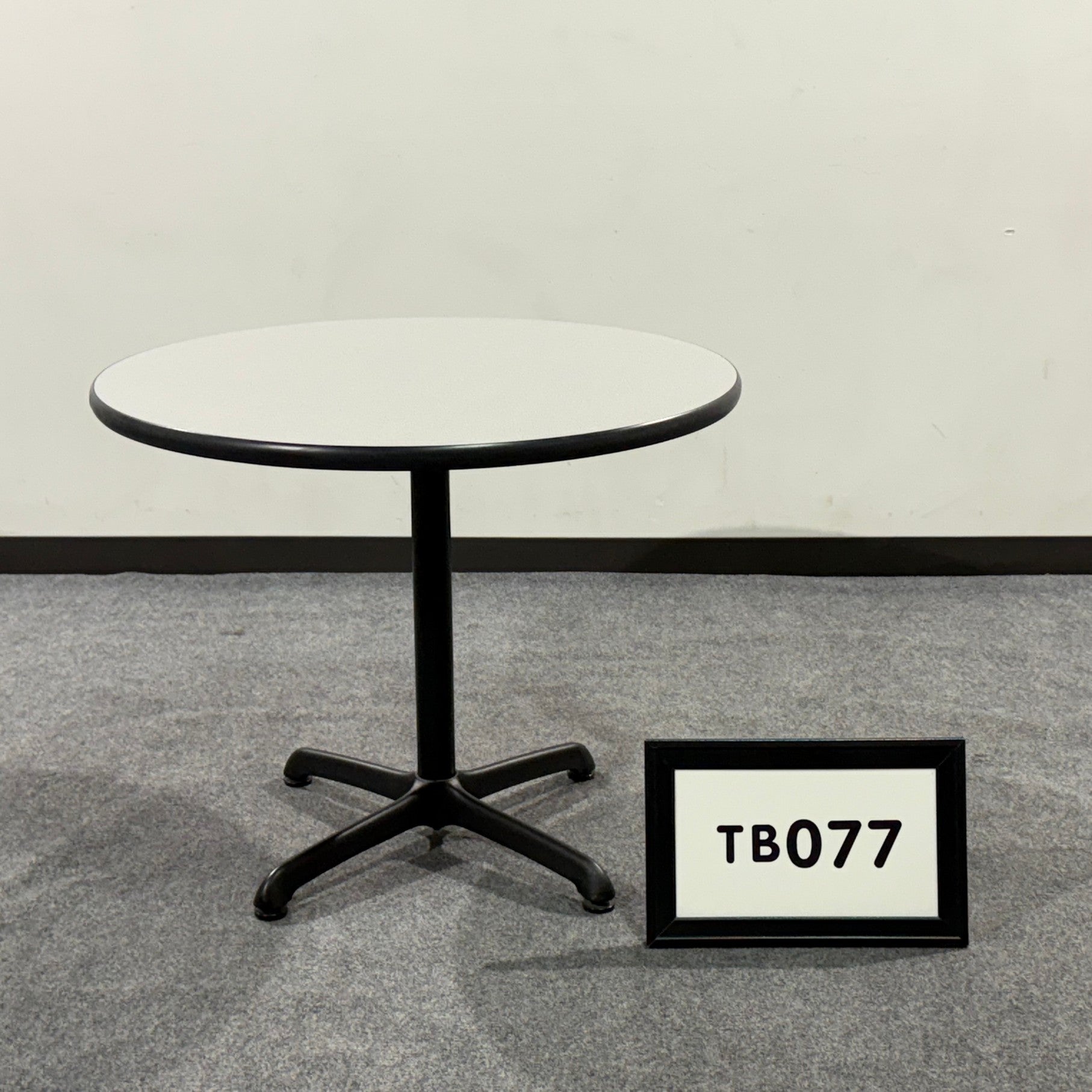 Breakroom table 36" grey laminate with black X base