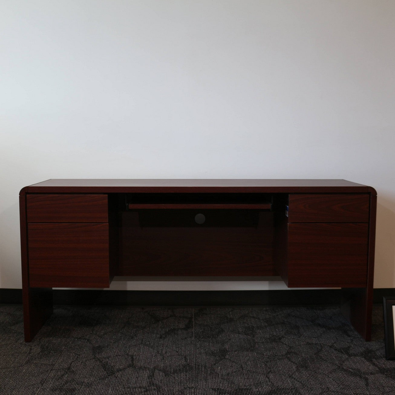 Radius Edge Credenza with double BF storage and keyboard tray 66" x 20" x 30"