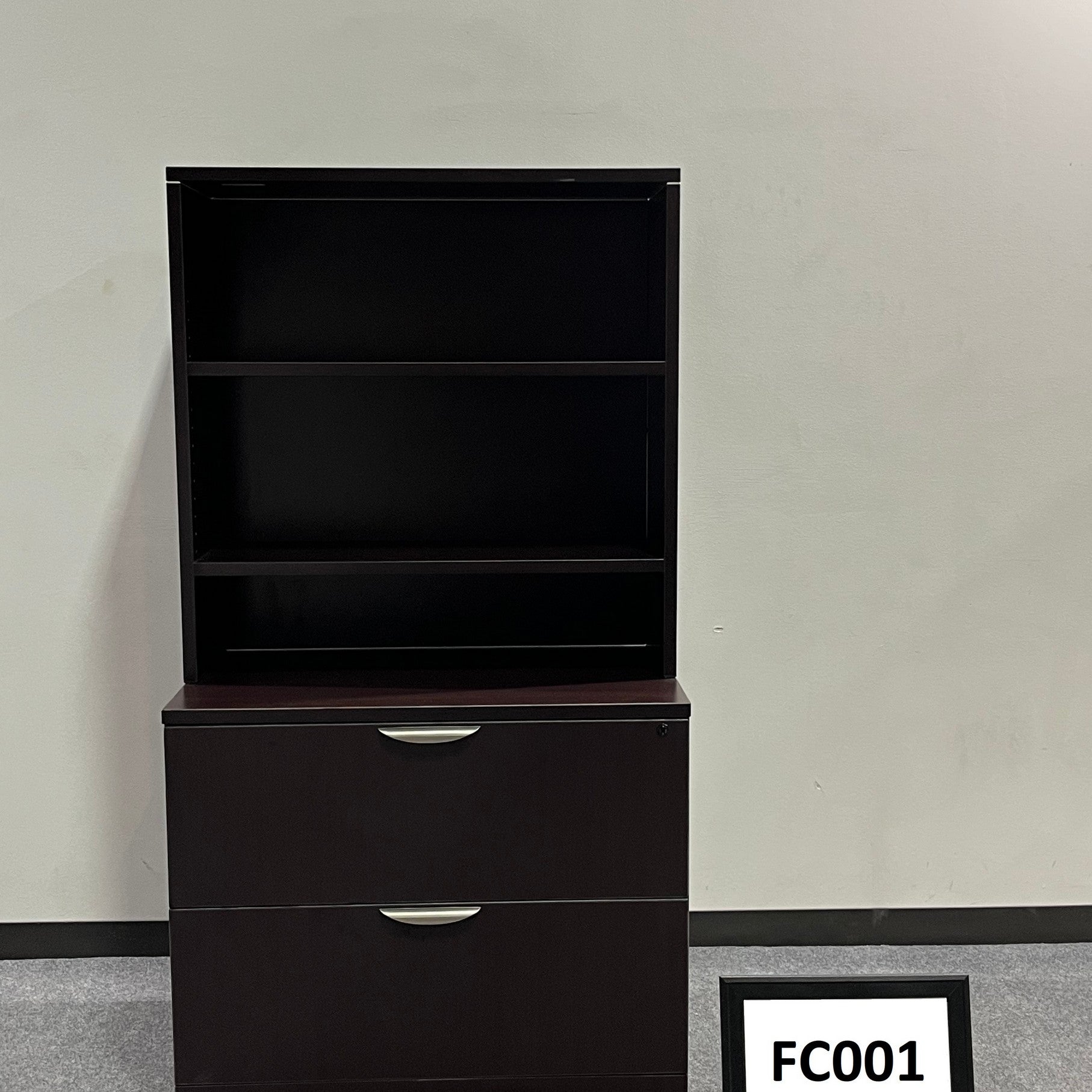 2 Drawer Espresso laminate Lateral File with bookcase 65' x 36" x 22"