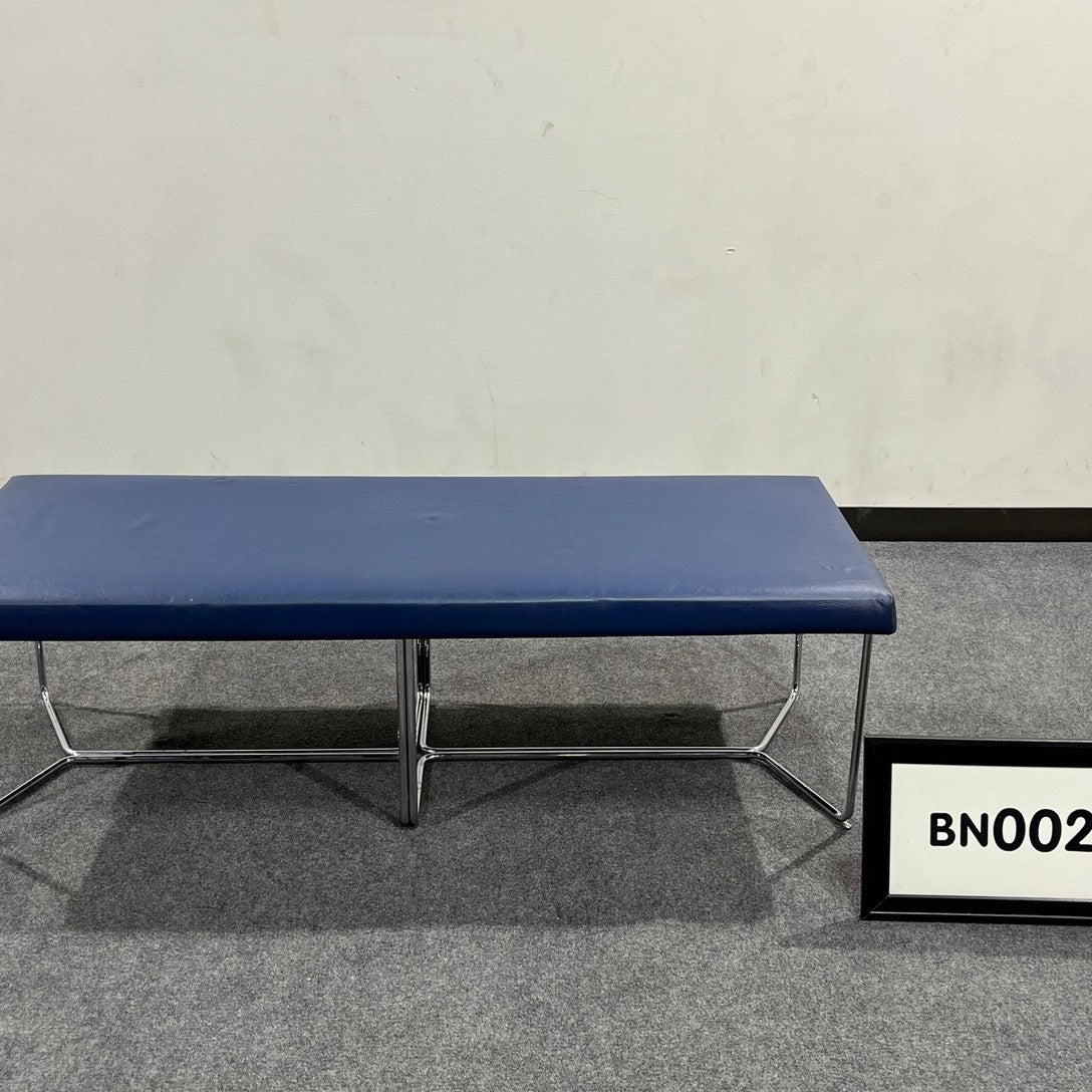Harter Bench blue vinyl with chrome legs