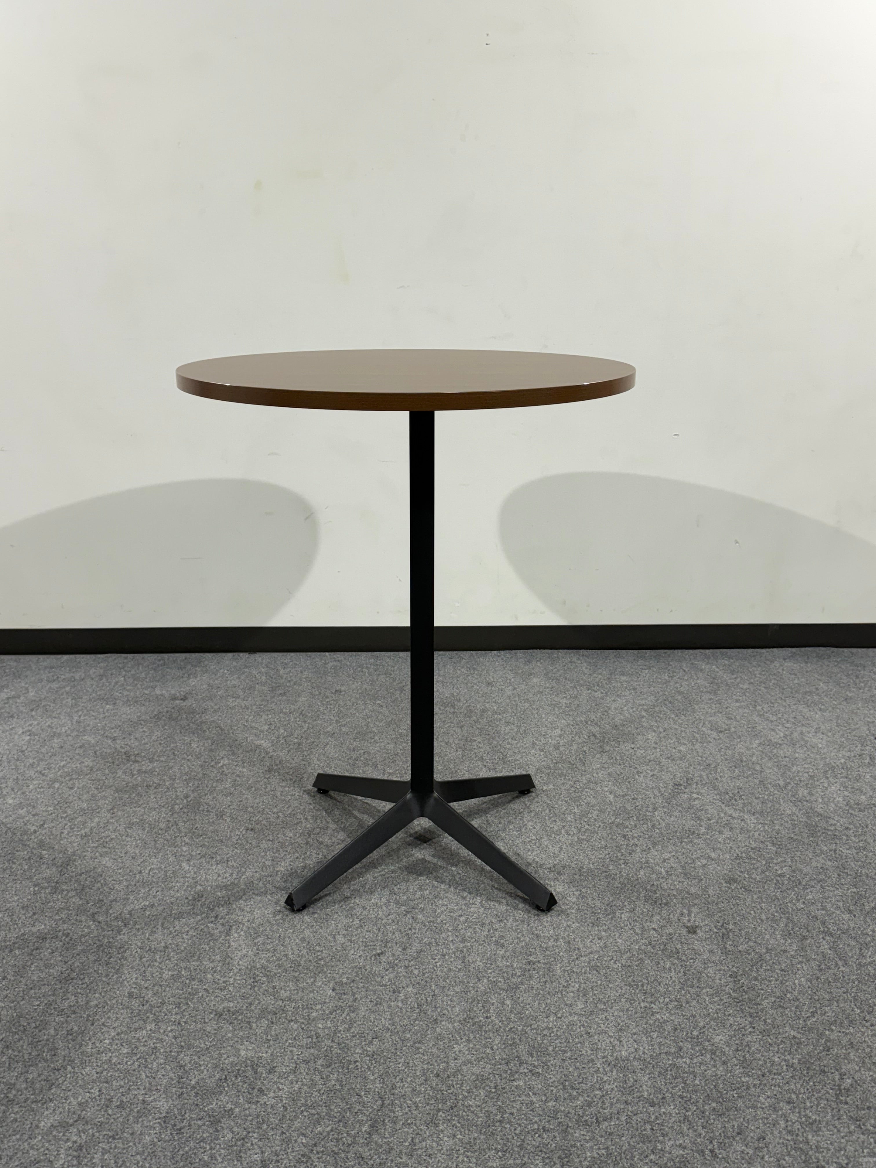 36" Knoll Bar height Table Walnut laminate with black metal X legs