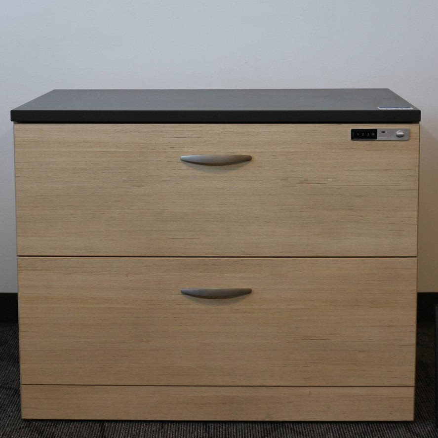New Artopex Lateral File Miele Laminate and Charcoal Top w/2 drawers,  nokie lock and Douglas Pine b
