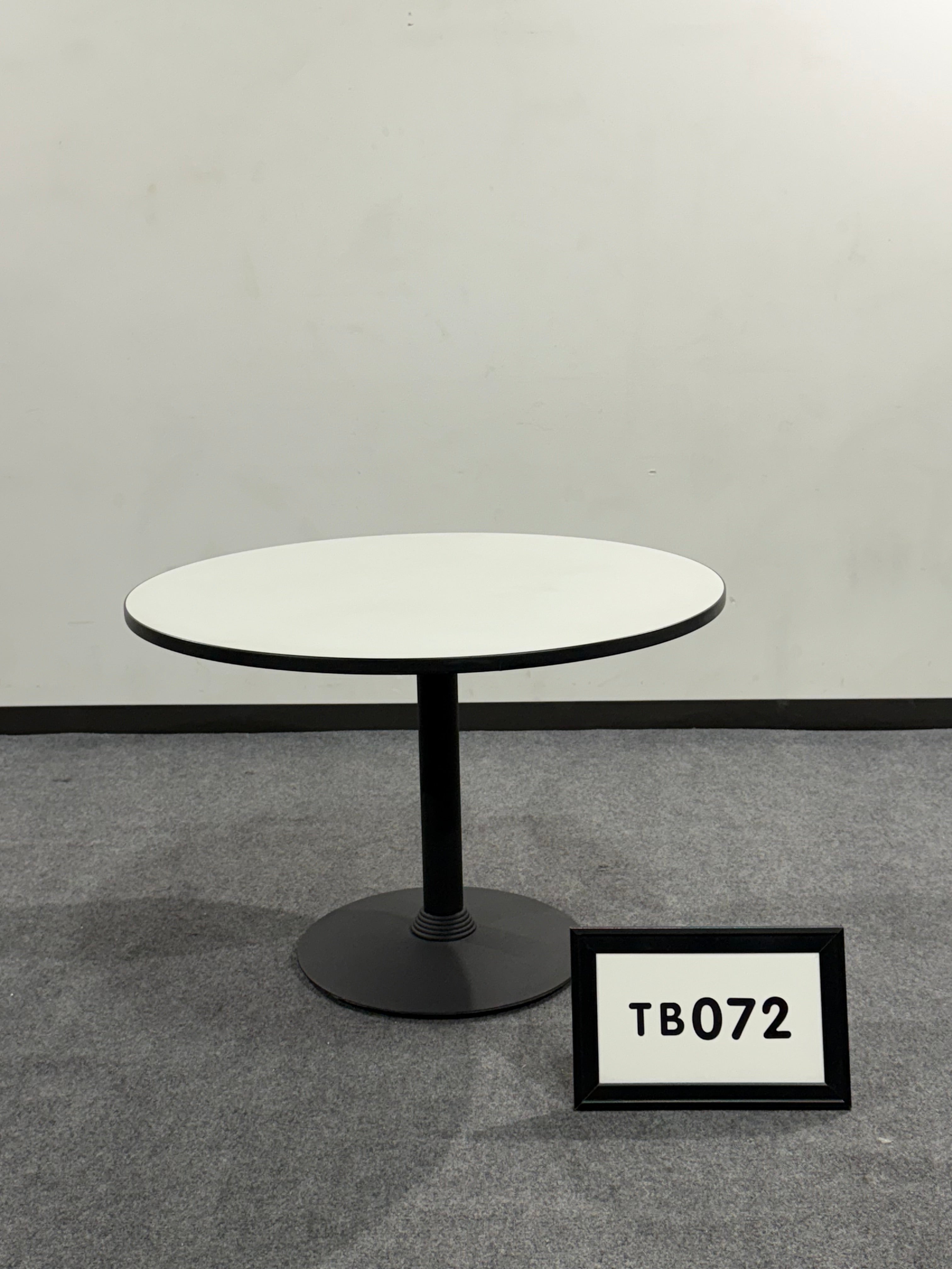 Breakroom Table 42" off white laminae with metal disc base