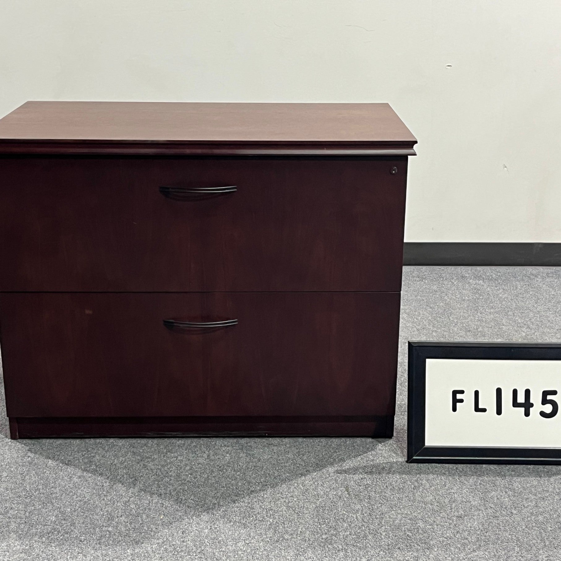 Lateral File Mahogany Wood w/ 2 drawers and black handles 37" x 29" x 21"