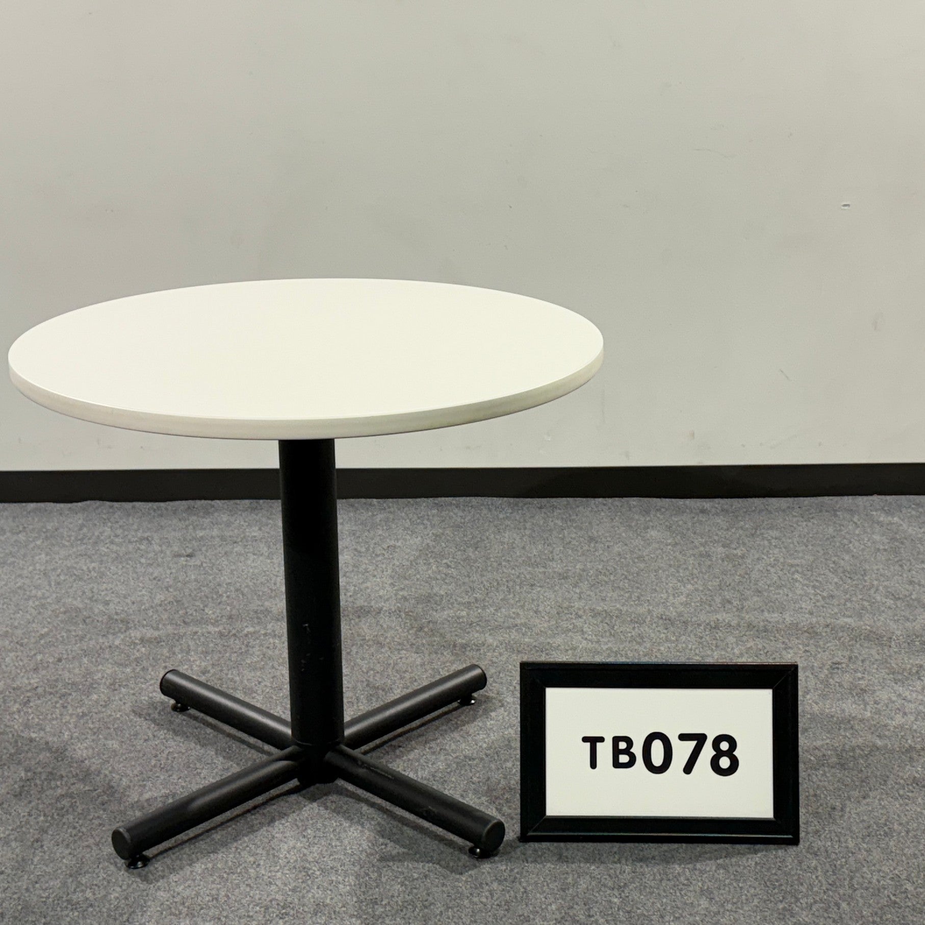 Breakroom table 26" white laminate  with black X base