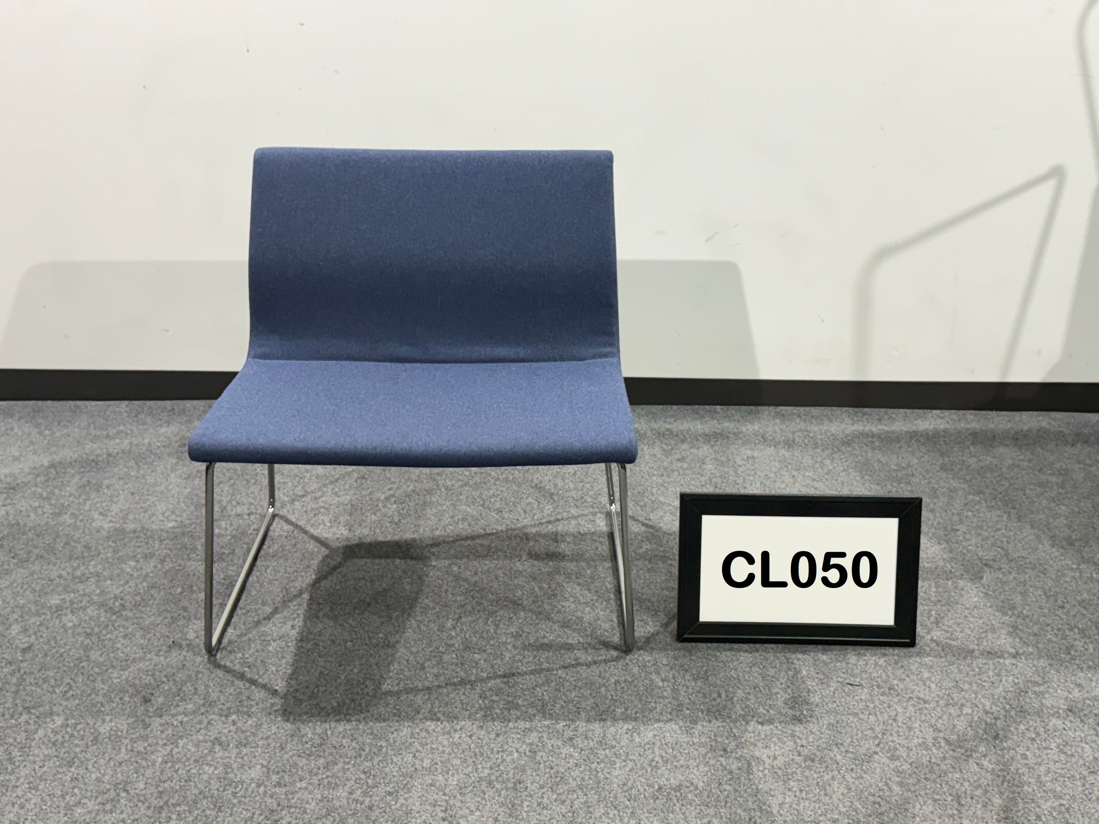 Paul Brayton Lounge Chair blue fabric with chrome legs