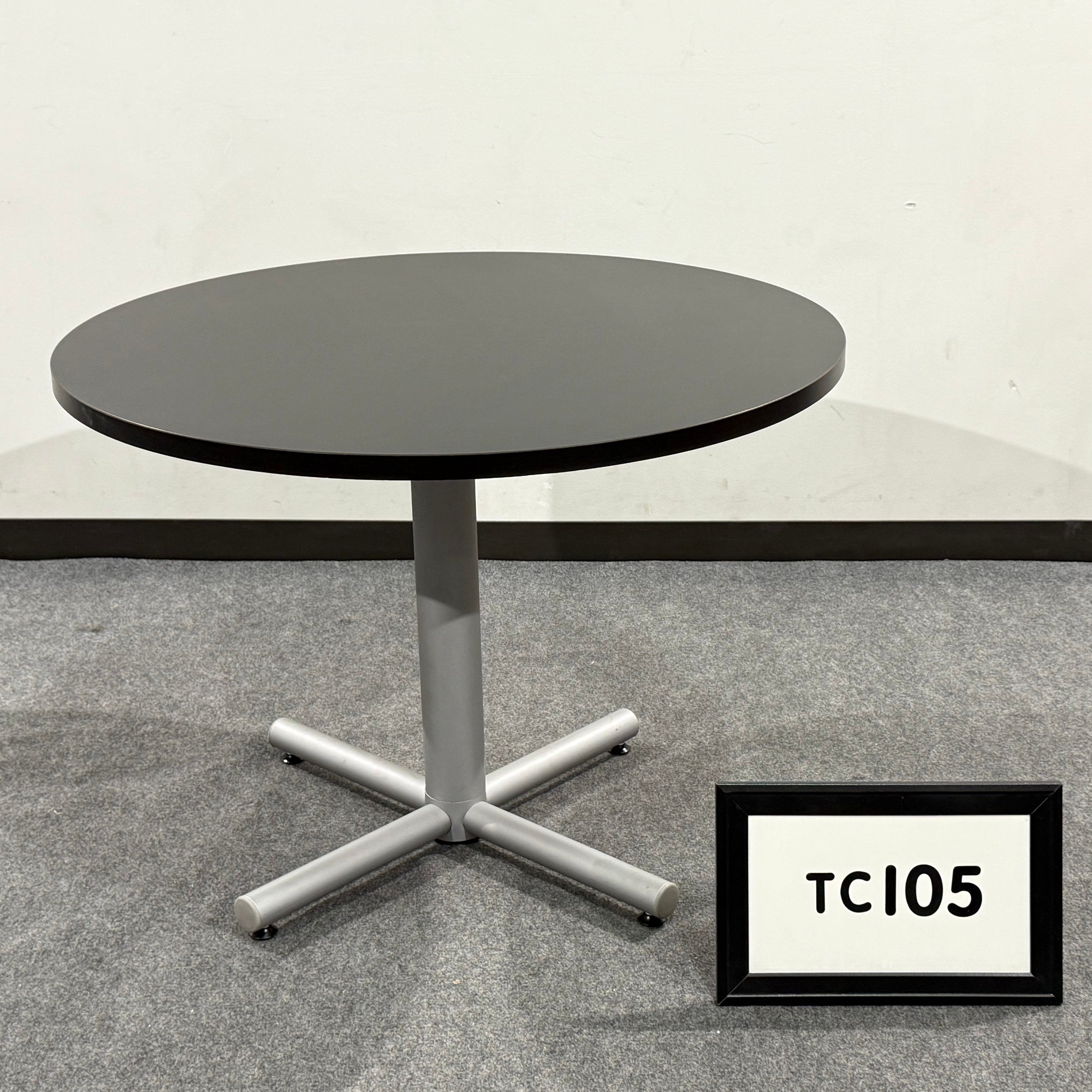 Meeting table 42" black laminate with metal X base