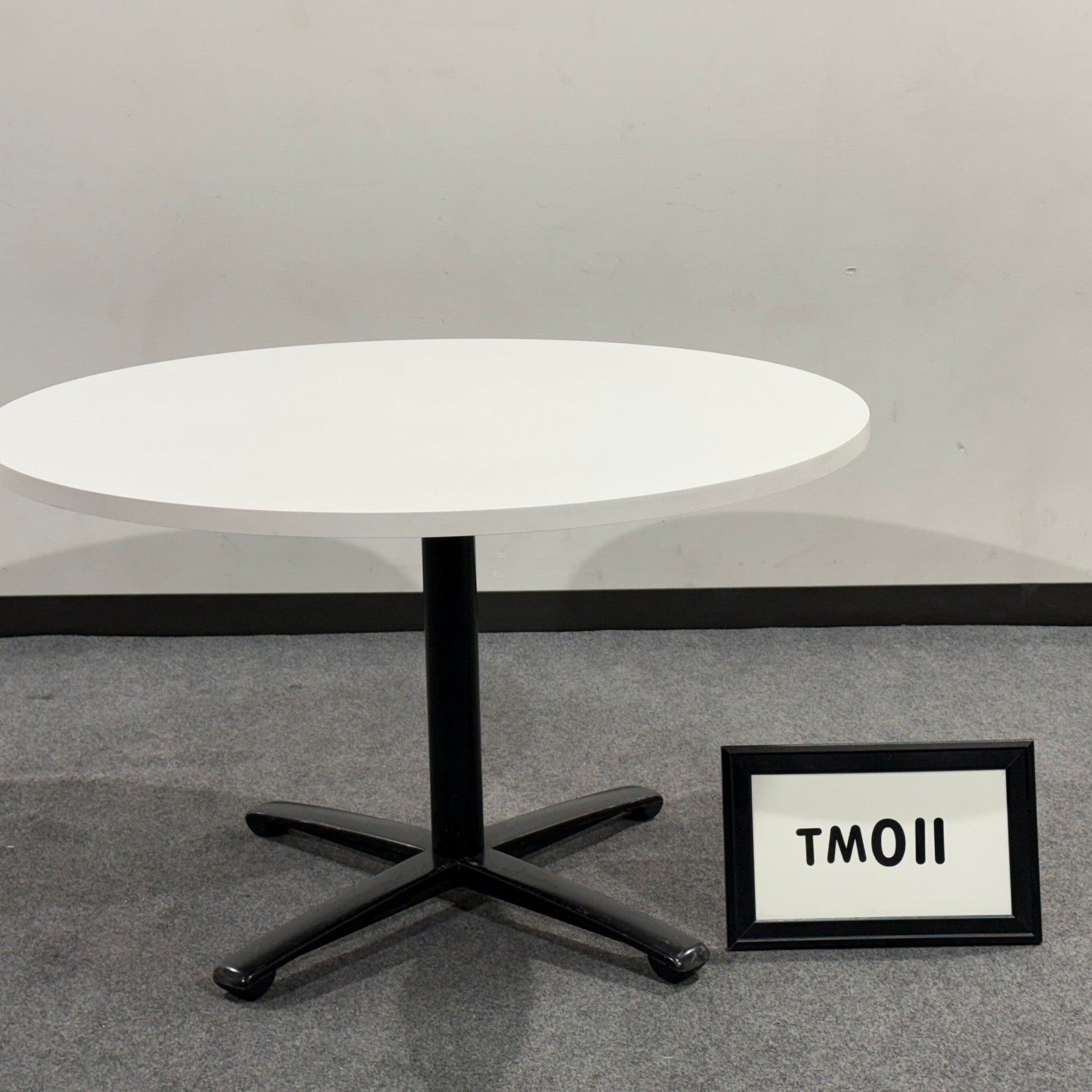 Meeting table 48" white laminate with black X base