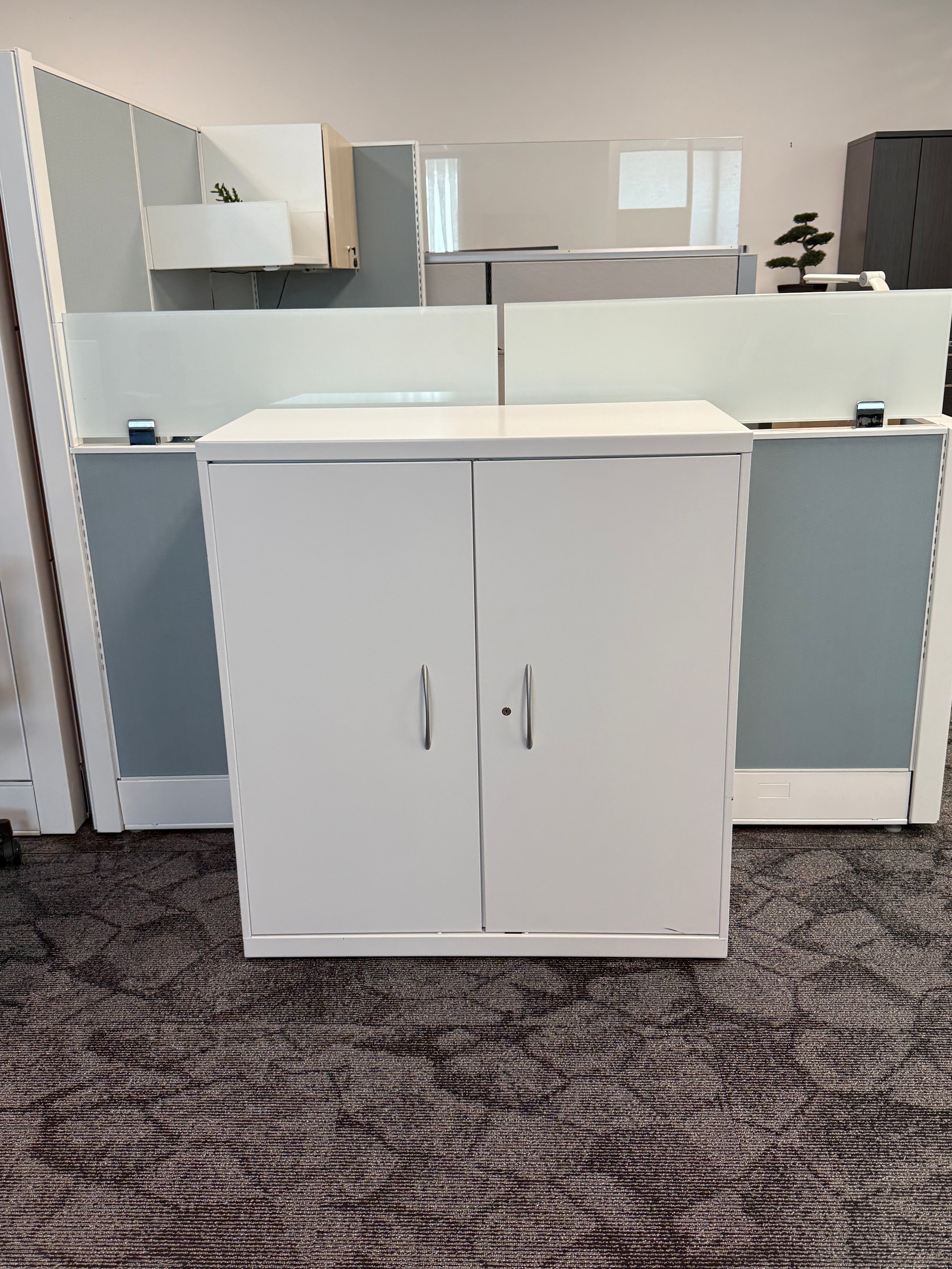 White storage cabinet 42" tall