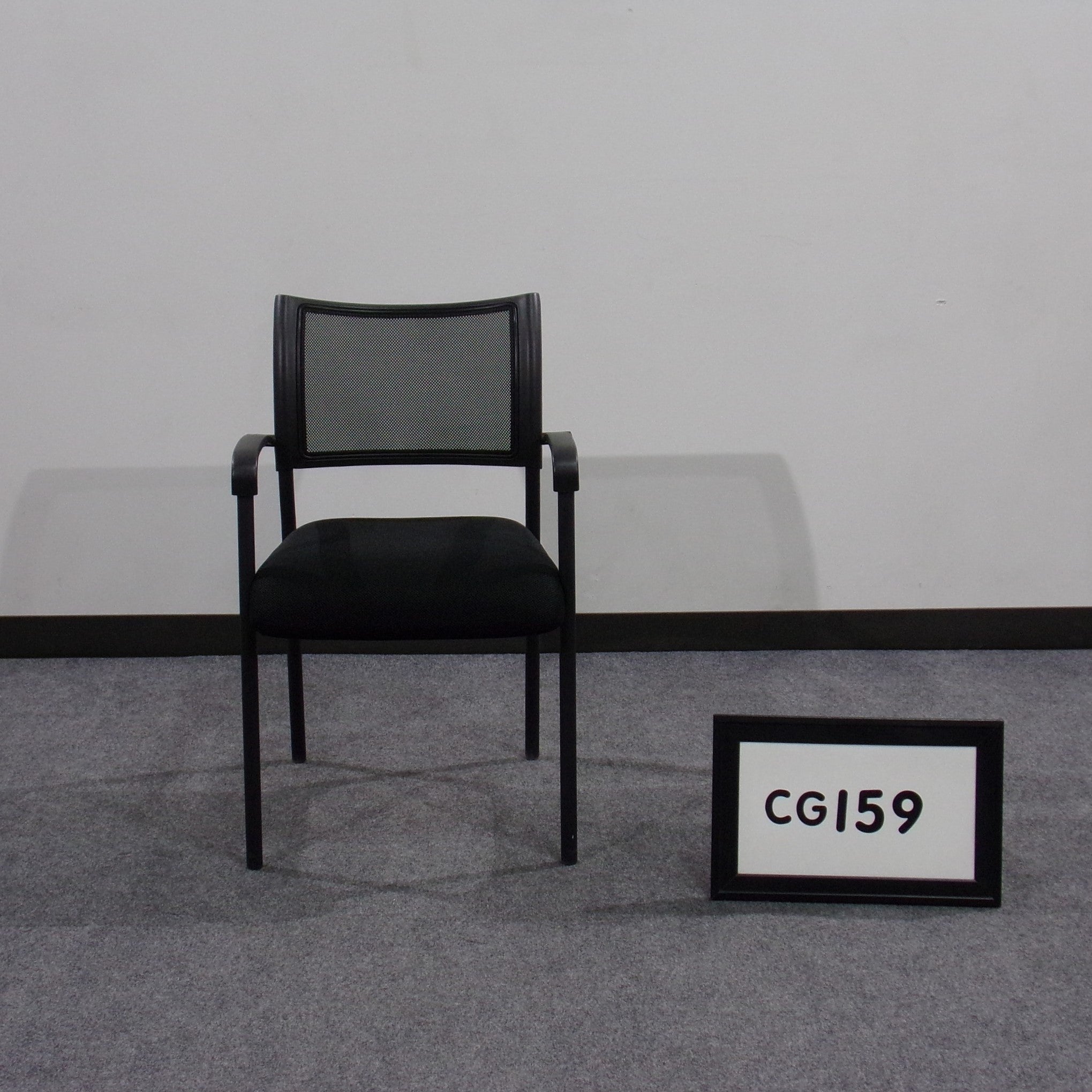 Guest chair black fabric seat with mesh back