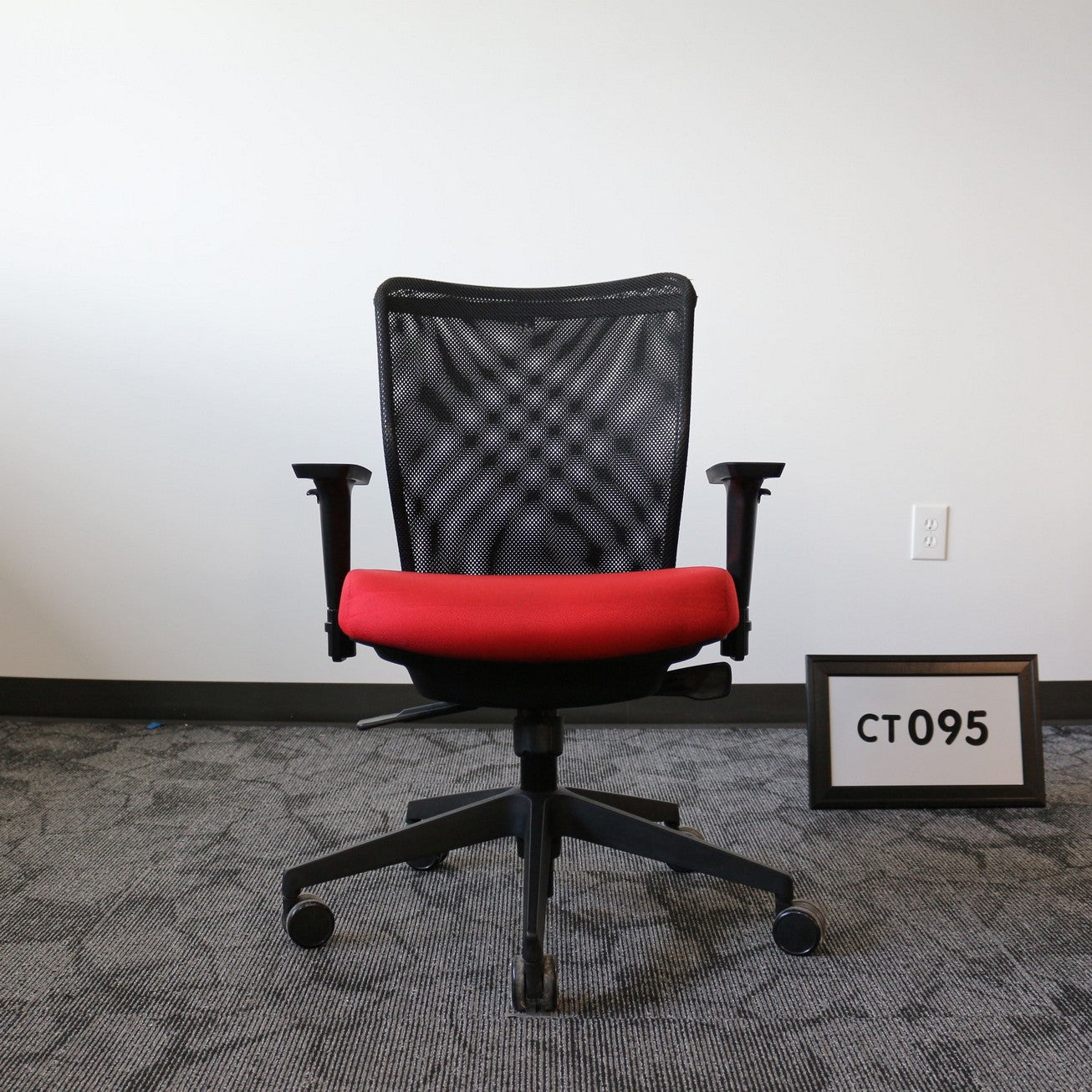 AllSeating task chair - red fabric seat, black mesh back