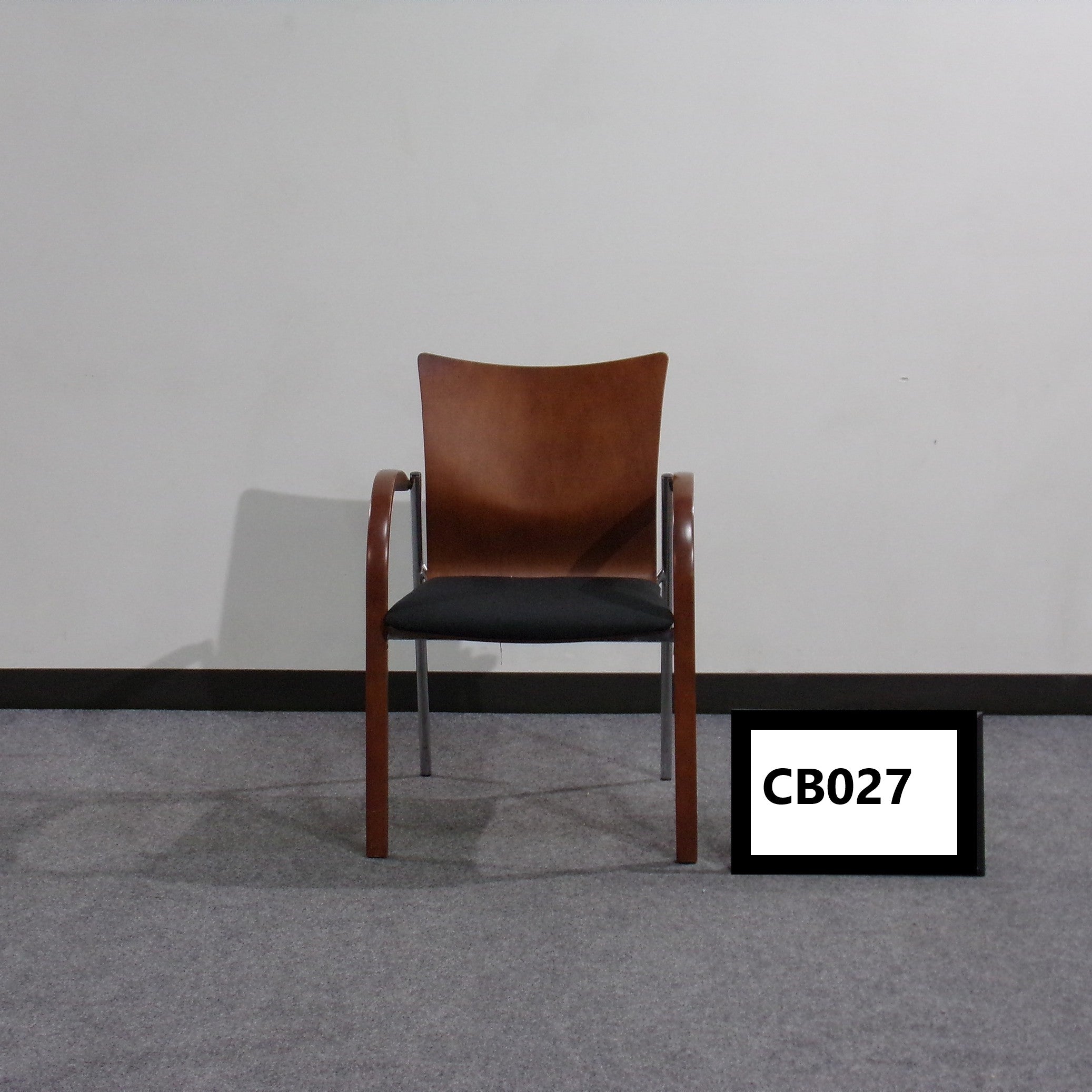 Krug Bali Guest Chairs - Cherry Wood Back, BLACK padded fabric Seat