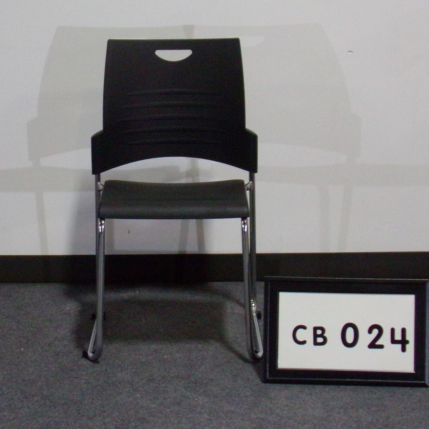 Armless breakroom chair with chrome legs