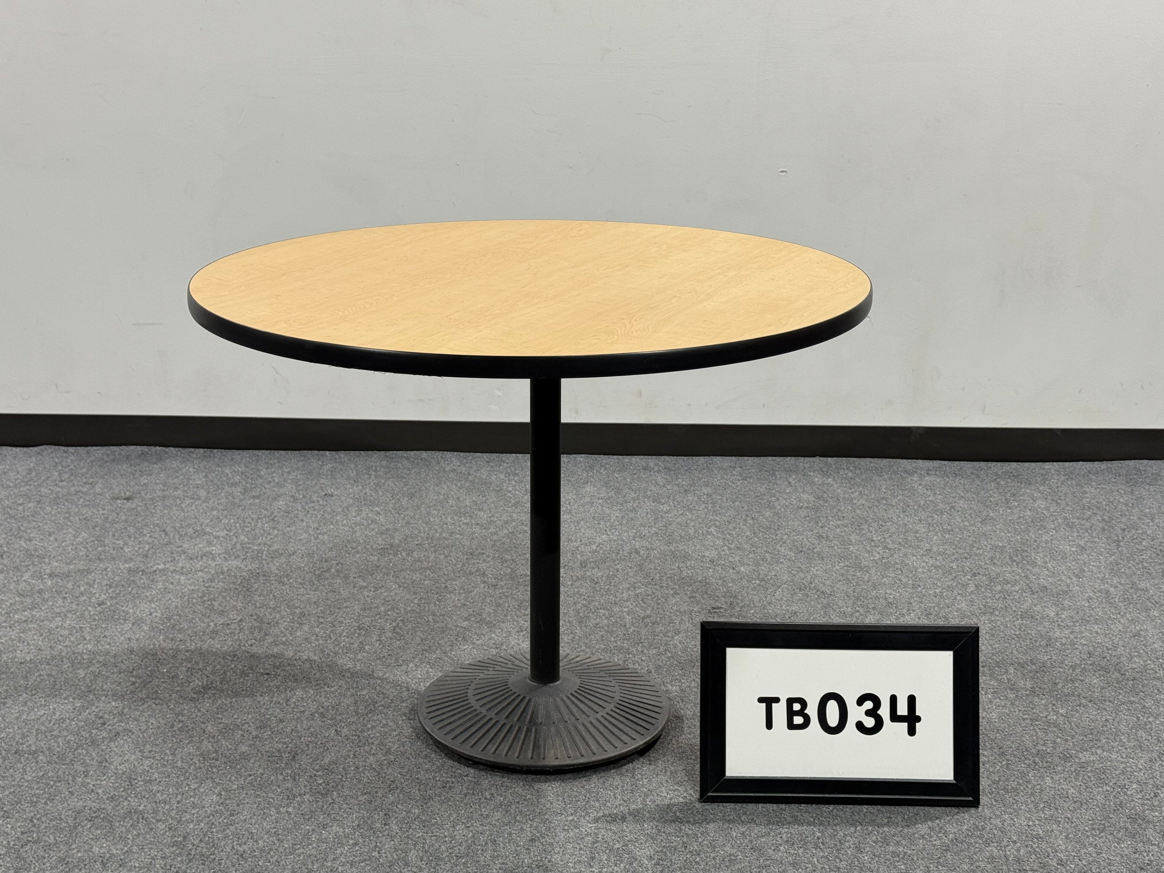42" Round Breakroom table maple laminate with disc base