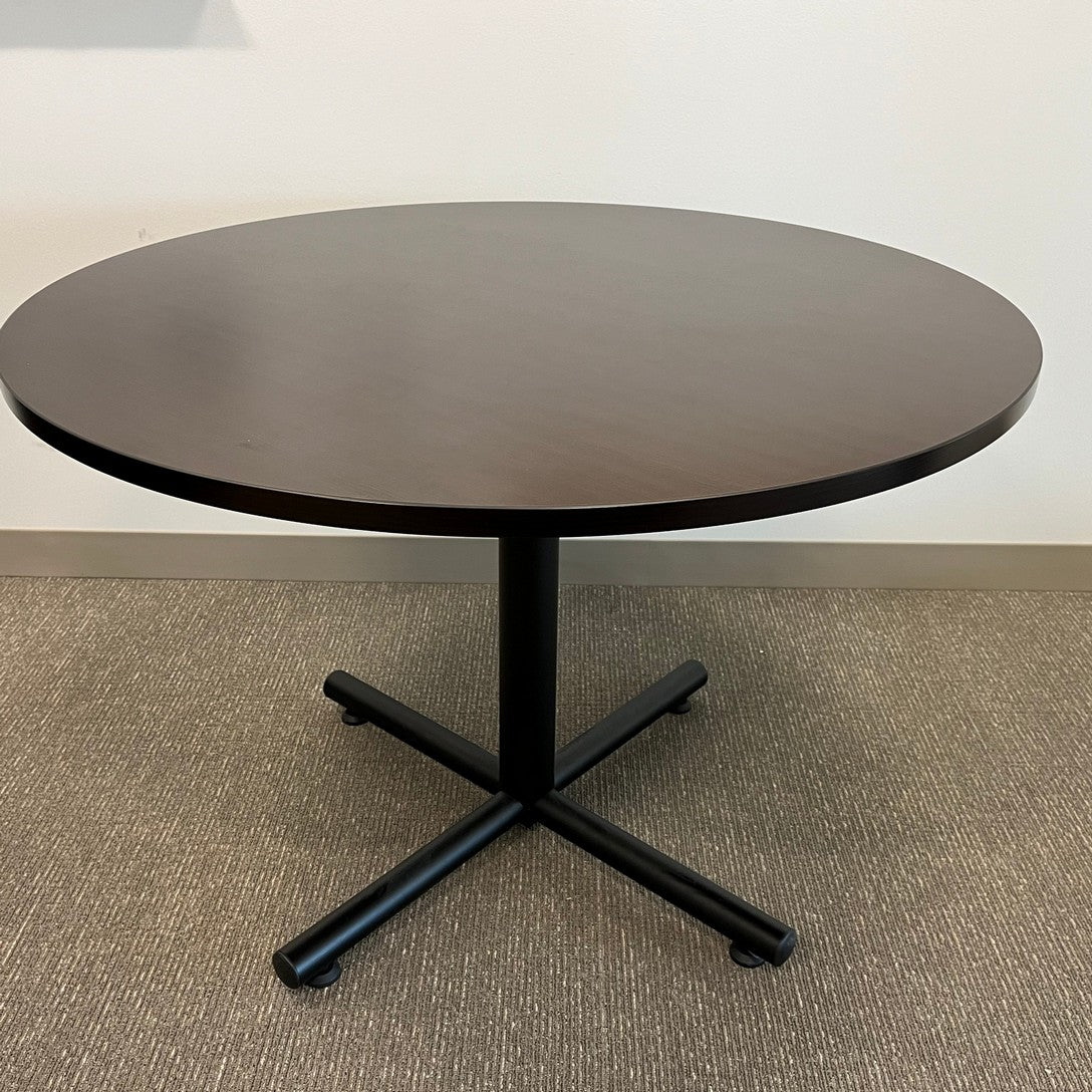 Espresso laminate meeting table 42" w x 29" with black metal base