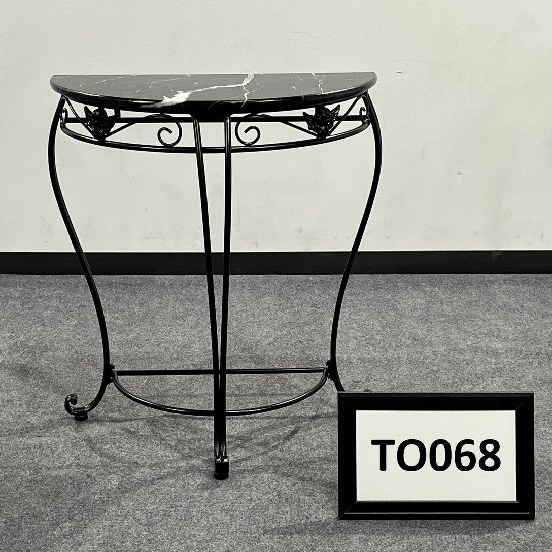 Table Console black marble top with black metal base