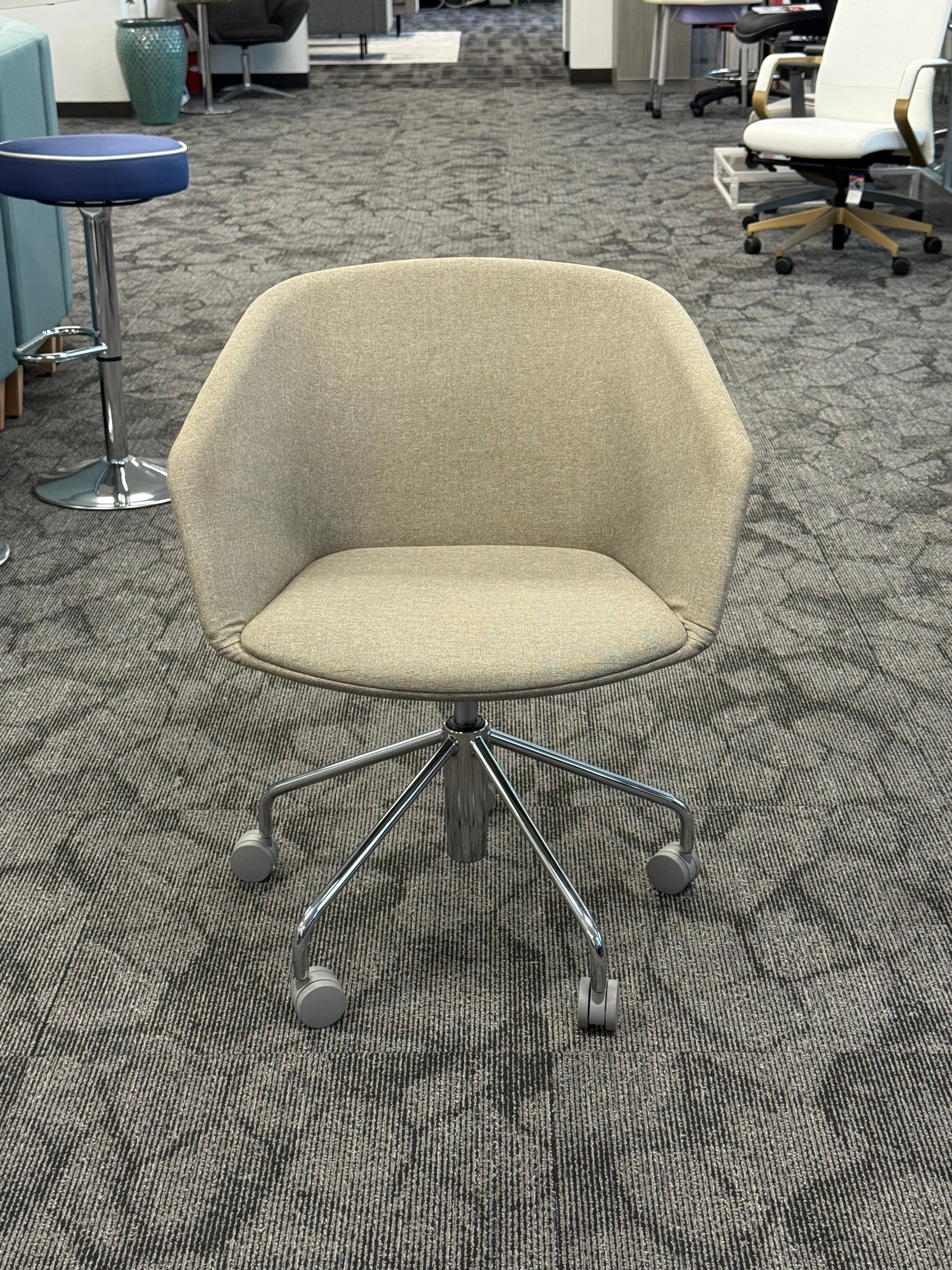 Multi purpose chair beige fabric with casters