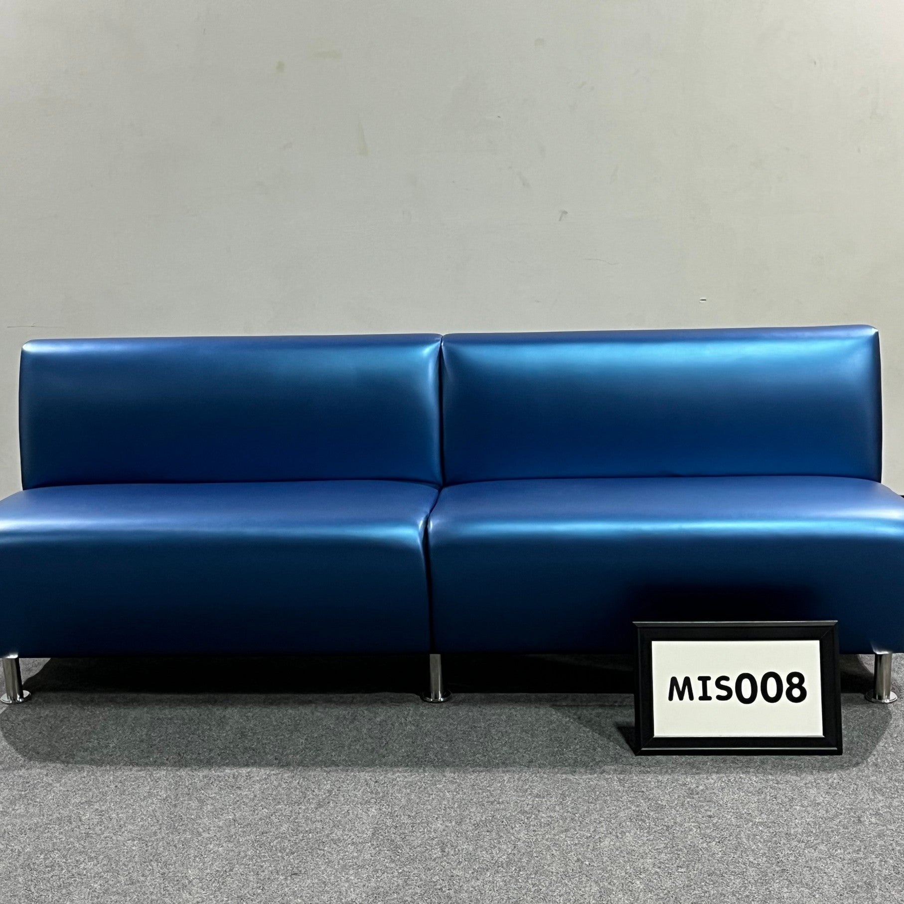 Blue Bench Seating w/ Chrome legs, 84" long
