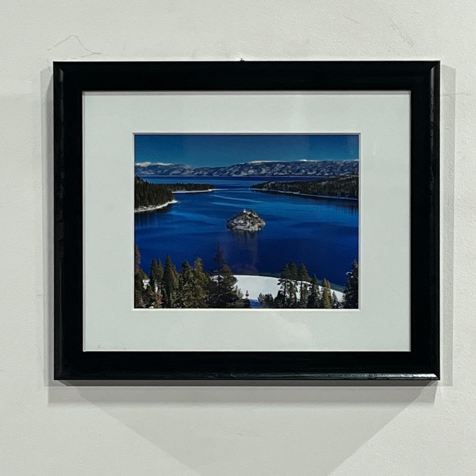 35" x 35" Ocean view art blue tones with black frame (sold individually)