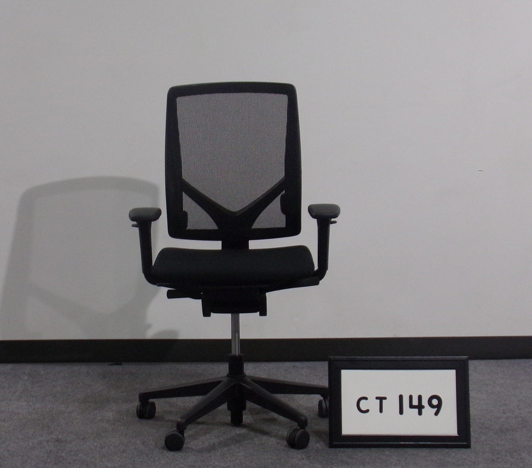 Allsteel task chair 3 paddle Black highback mesh back fabric seat Tilt lock Slide Seat