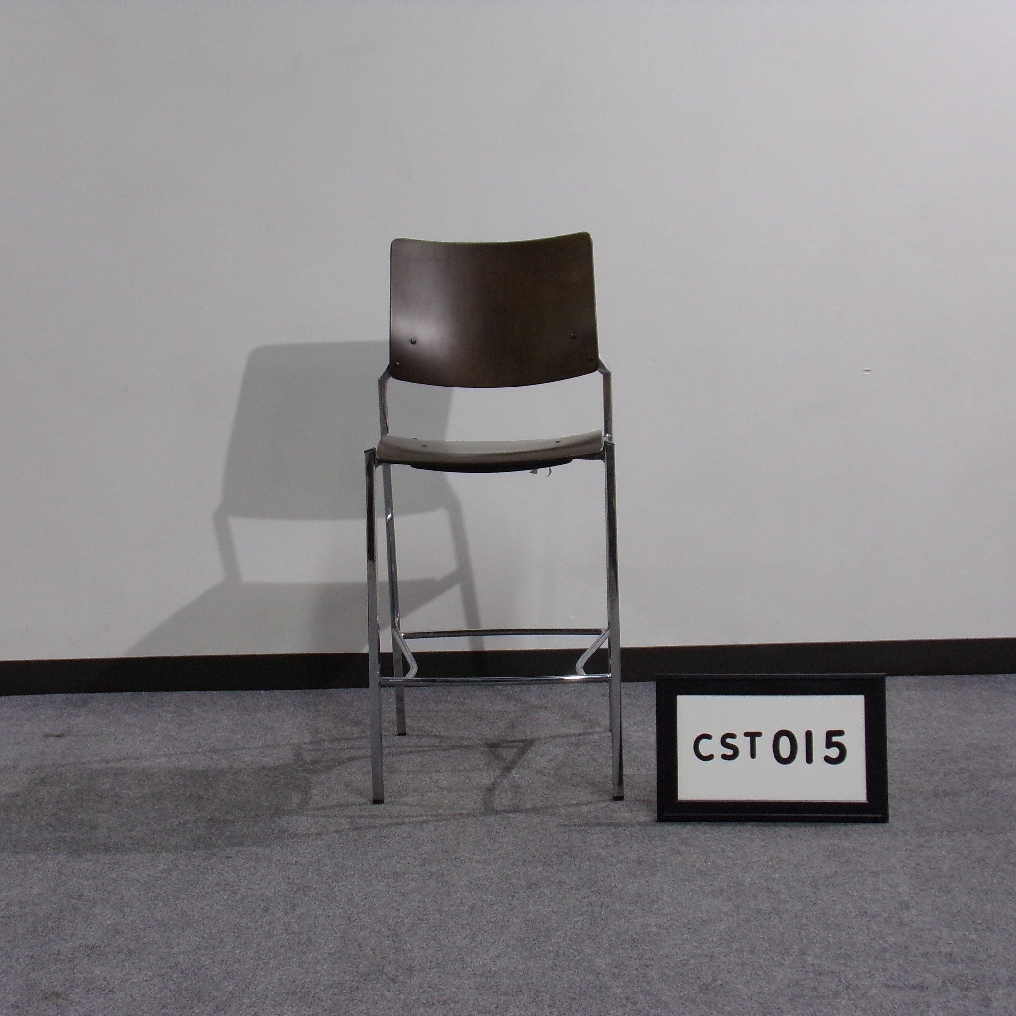 Source International stool Walnut wood seat and back Chrome base