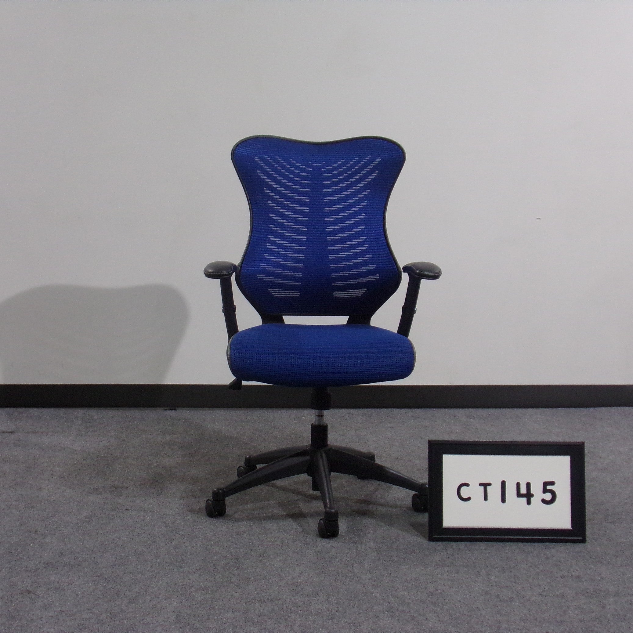 Blue task chair highback mesh back mesh seat Adjustable arms height adjustable with tilt lock