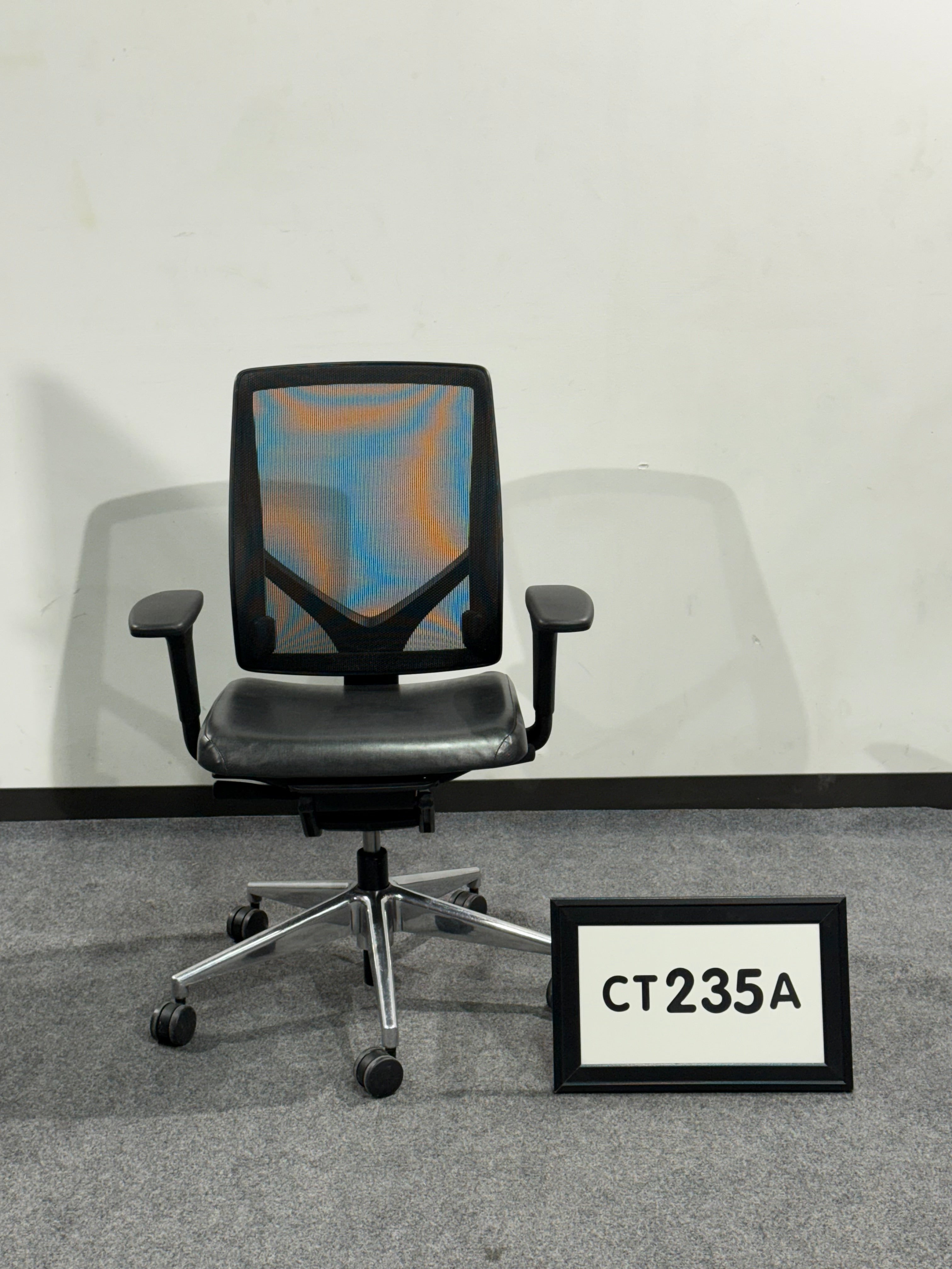 Allsteel Relate chair black mesh with grey vinyl seat