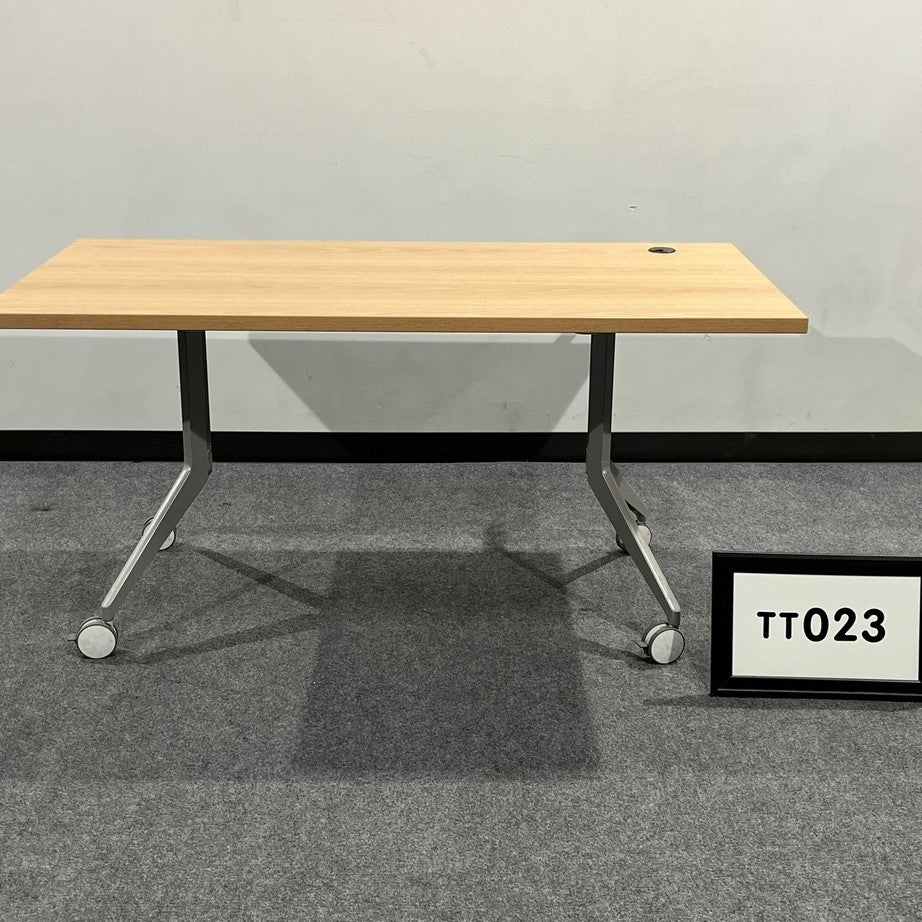 Haworth Nesting Training Table Maple laminate with silver legs and casters. 60" x 30" x 29"