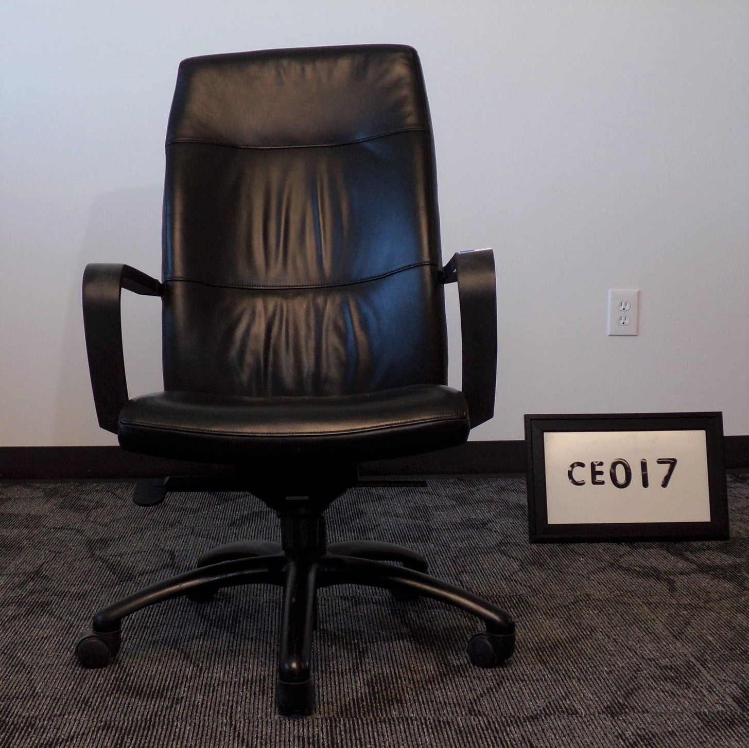 Gunlocke Black Leather Executive Chair with High Back