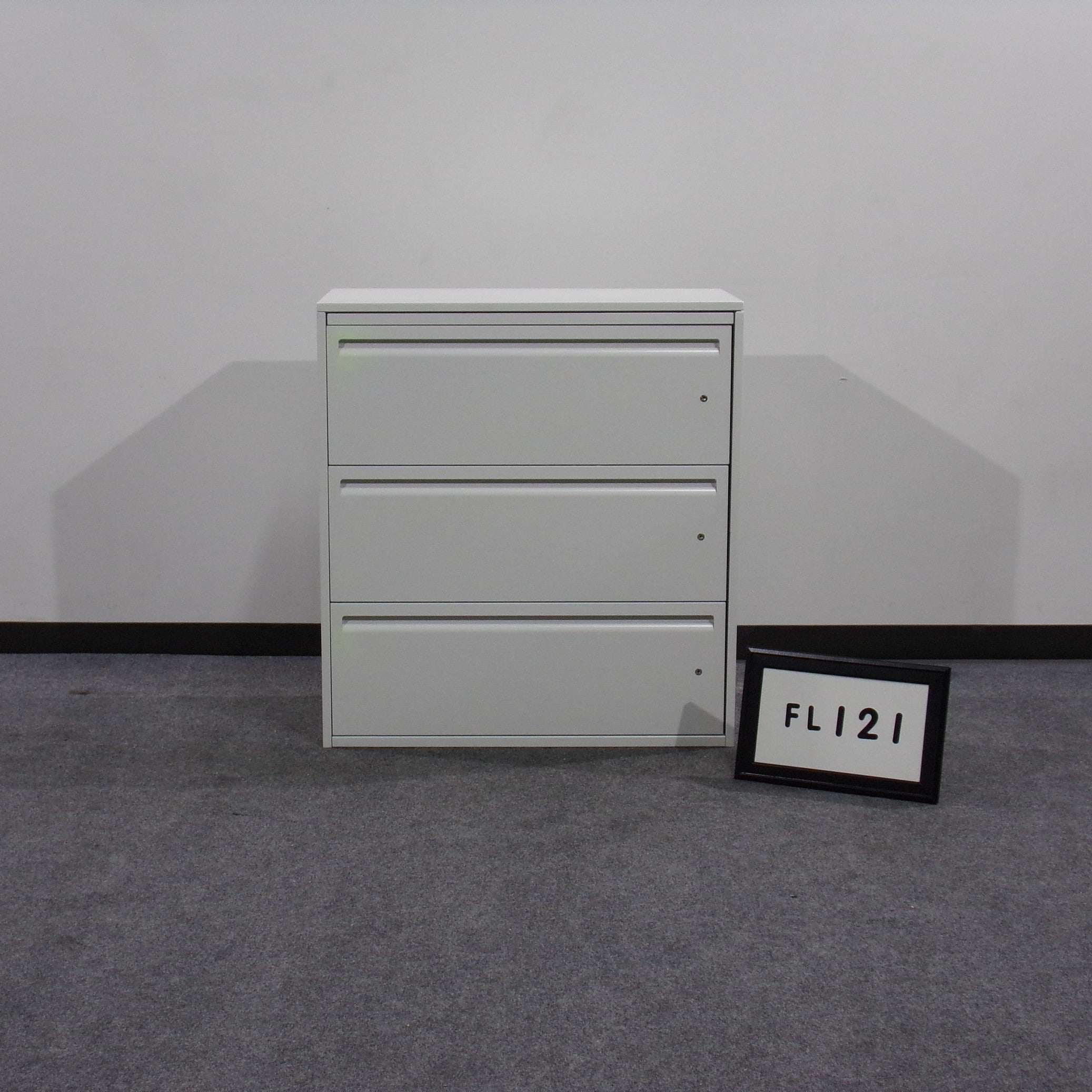 HAWORTH Lateral File Silver metal / 3 drawers with individual locks 36" x 39" x 18"
