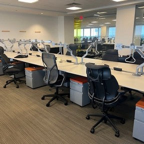 Benching  60" x 32" white top with knife edge Silver legs with Mobile BF ped