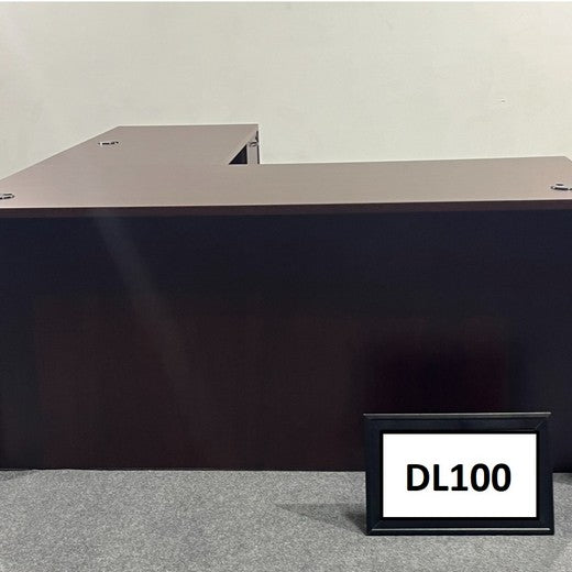 L-Shape Desk Espresso (Right) w/silver handles 66x30  Desk return 48" w/2 hanging box files