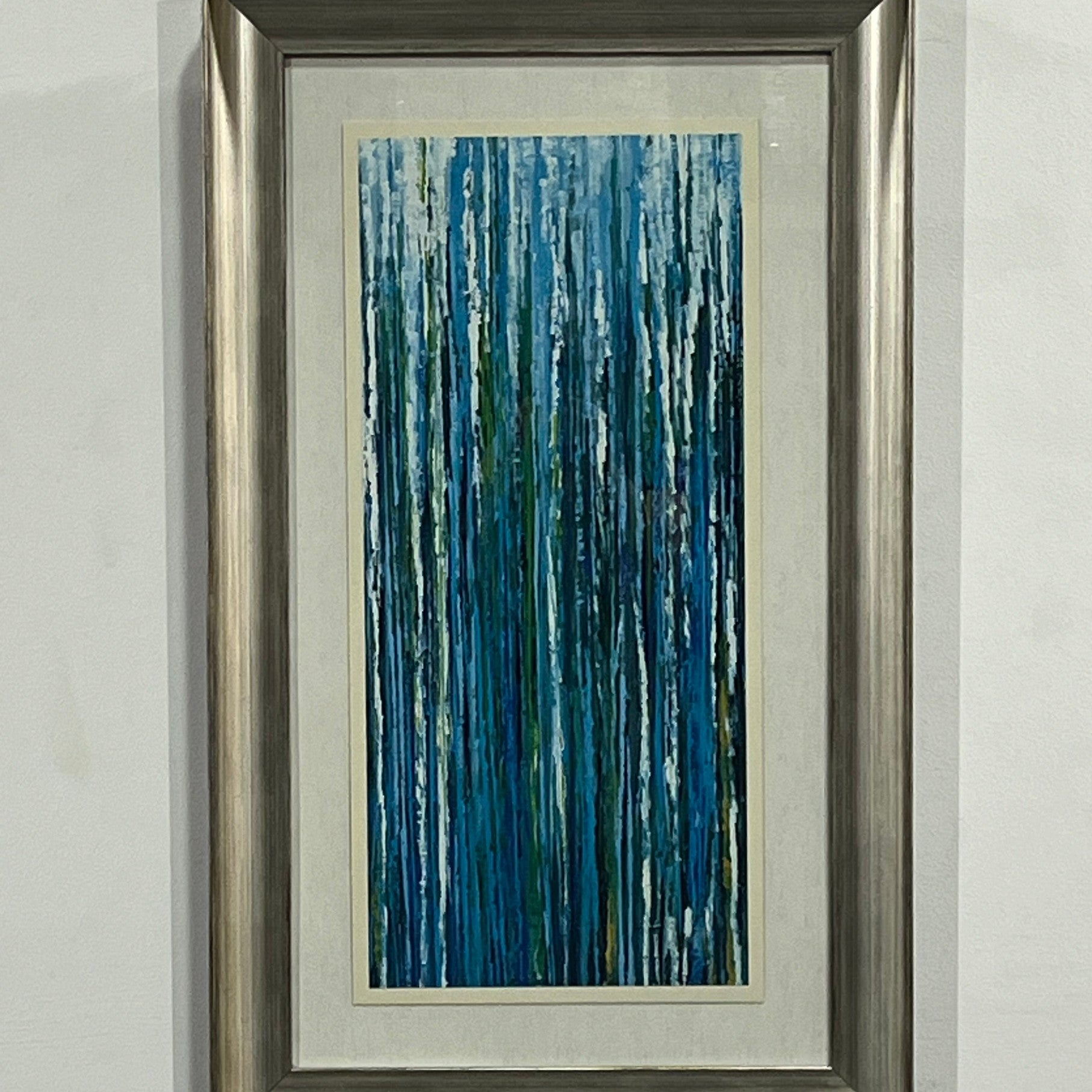 Triptych Rectangular 24" x 40" blue tone with silver frame (sold individually)