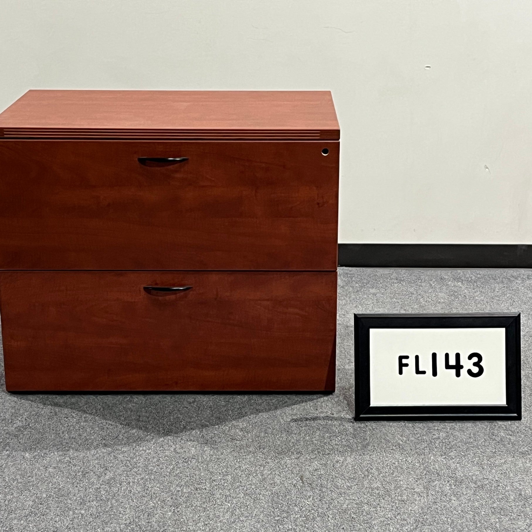 Lateral File Cherry Laminate w/ 2 drawers & Black handles  36" x 30" x 23"