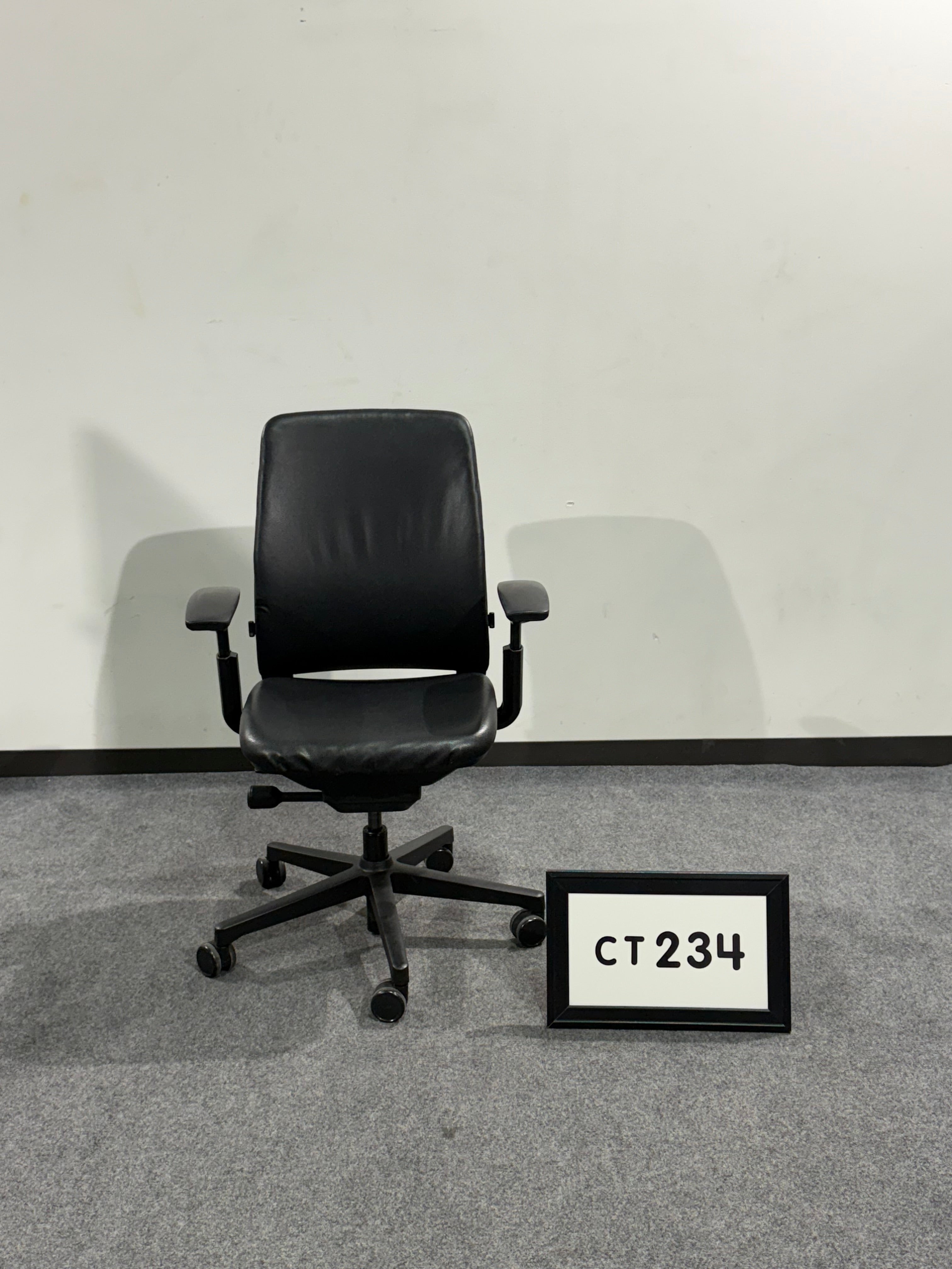 Allsteel amia black leather seat with mesh back multifunction task chair